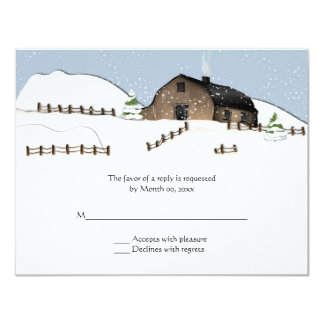 Winter Landscape Barn Wedding RSVP 4.25x5.5 Paper Invitation Card Winter Landscape Barn Wedding RSVP 4.25x5.5 Paper Invitation Card