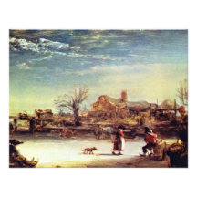 Winter Landscape By Rembrandt Harmensz. Van Rijn Custom Invites