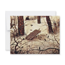 Winter Landscape With Skaters And Bird-Trap Detail Invitation