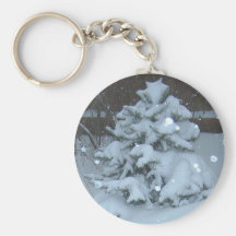 winter little tree key keychains