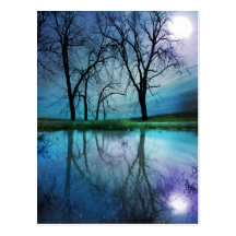 Winter moon , postcard