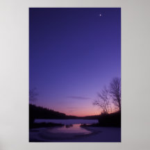 Winter Moon, Quabbin Reservoir Print