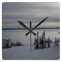 Winter Mountain Scene Clock