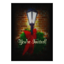 Winter Nights Wreath and Lamp Custom Invite
