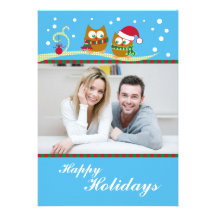 Winter Owl Holiday Photo Card Invitations