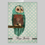Winter Owl Polkadot  Birthday  Card cards