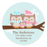 Winter Owls Family Holiday Stickers