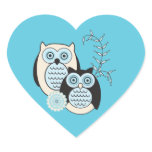 Winter Owls Heart Sticker