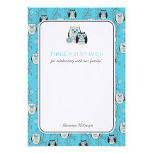 Winter Owls Thank You Flat Cards Announcements