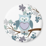 Winter Polka Owl in Tree Magnets