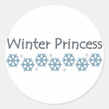 Winter Princess Design Round Sticker
