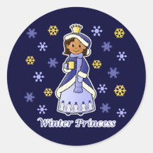 Winter Princess Round Sticker