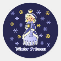 Winter Princess Round Sticker