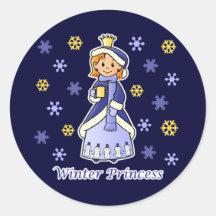 Winter Princess Round Stickers