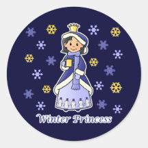 Winter Princess Round Stickers