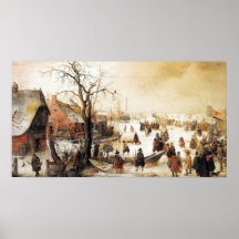 Winter Scene on a Canal ~ Vintage Fine Art Canvas Posters