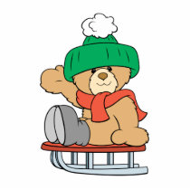 winter sled cute teddy bear design acrylic cut outs