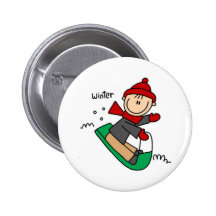 Winter Sledding Pinback Buttons