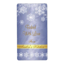 Winter Snowflake Blue Foil Holiday Baking Label