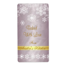 Winter Snowflake Bronze Foil Holiday Baking Label