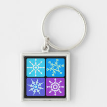 Winter Snowflake Collage Keychains