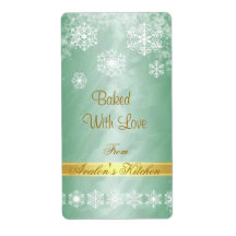 Winter Snowflake Green Foil Holiday Baking Label