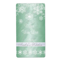 Winter Snowflake Green Foil Holiday Baking Label