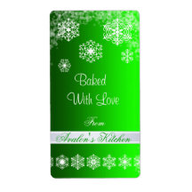 Winter Snowflake Green Holiday Baking Label