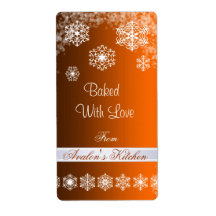 Winter Snowflake Orange Holiday Baking Label