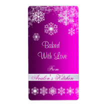 Winter Snowflake Pink Holiday Baking Label