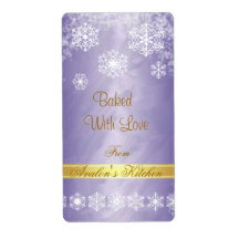 Winter Snowflake Purple Foil Holiday Baking Label