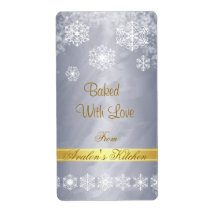 Winter Snowflake Silver Foil Holiday Baking Label