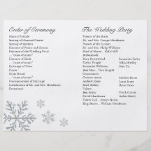 Winter Snowflake Wedding Program Flyers