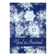 Winter Snowflakes Icy Blue Custom Invitation