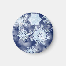 Winter Snowflakes Icy Blue Magnets