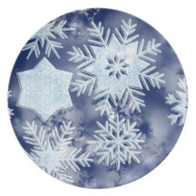 Winter Snowflakes Icy Blue Plates