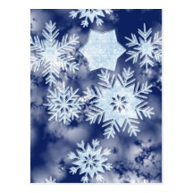 Winter Snowflakes Icy Blue Post Cards