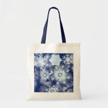 Winter Snowflakes Icy Blue Tote Bags