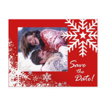 Winter Snowflakes Save the Date (red) Photo