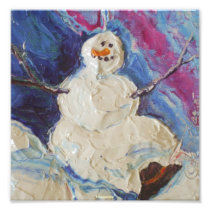 Winter Snowman Christmas Fine Art Poster Photo Print