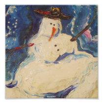 Winter Snowman Christmas Fine Art Poster Art Photo