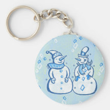 Winter Snowman Couple Keychain