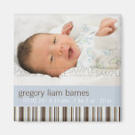 Winter Stripes Blue • Baby Announcement Refrigerator Magnet
