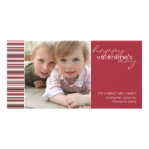 Winter Stripes :: Valentine's Day Photocard Personalized Photo Card