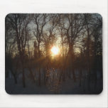 Winter Sunrise Between Trees Mouse Pad