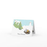 WINTER TENT CAMPING CHRISTMAS CARD