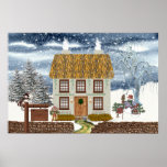 Winter Thatched Cottage Poster