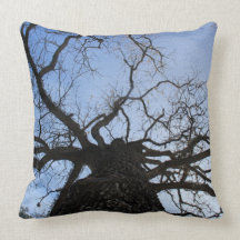 Winter Tree against  a Blue Sky, throw pillow