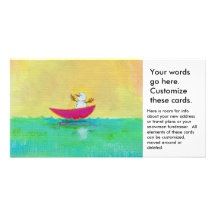 Winter vacation snowman boating travel unique art photo cards