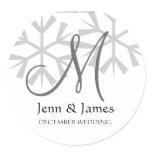 Winter Wedding Announcement Monogram M Seal stickers